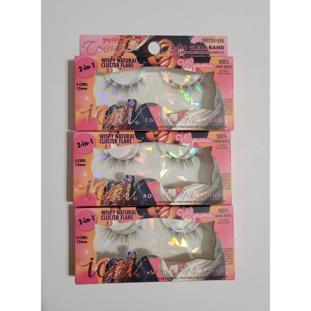 Ioni Pink Cowgirl Wynona Wispy Natural Cluster Flare Lashes Bundle 3 Pack